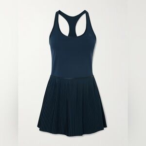 LULULEMON Grosgrain-trimmed pleated stretch tennis dress navy blue size 6